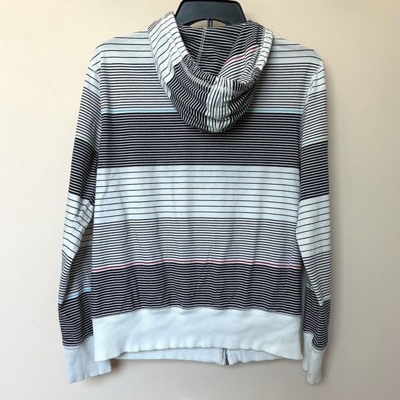 Billabong Hoodie Jacket Womens Small White With Blk Red & Blue Stripe Full Zip - Picture 3 of 9